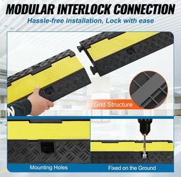 Heavy duty cable protector ramps – 4 pack ( connectors) rubber backing. 2 way channel/ rated 12000 lbs