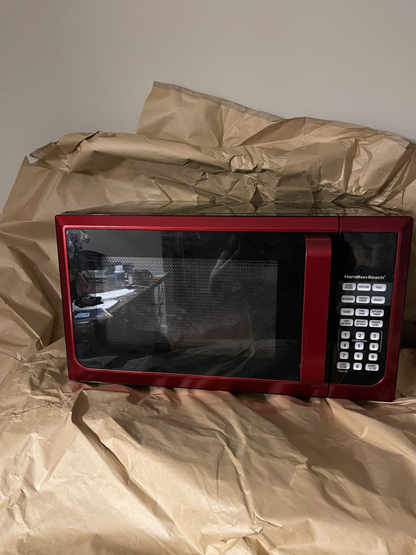 Burgundy microwave