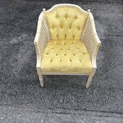 Vintage Cane Back Barrel Accent Chair