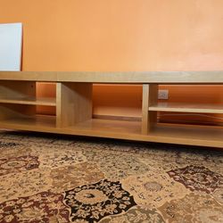 Rolling Wood Entertainment Table