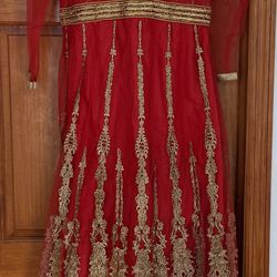 Red Long Dress, Like Salwar Kameez | Size 40