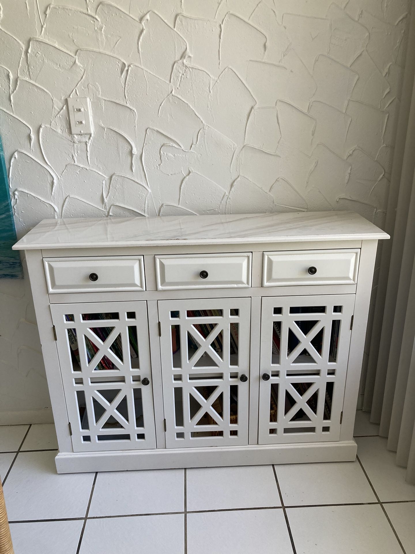 White Skinny Entrance Console Table With Bookcase