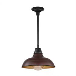 JONATHAN Y
Jasper 12.25 in. 1-Light Wood Finish/Copper Farmhouse Industrial Indoor/Outdoor Iron LED Pendant