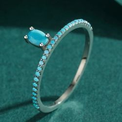 Natural Turquoise Solid Sterling Silver Ring Size 6,7 & 8 #wedding