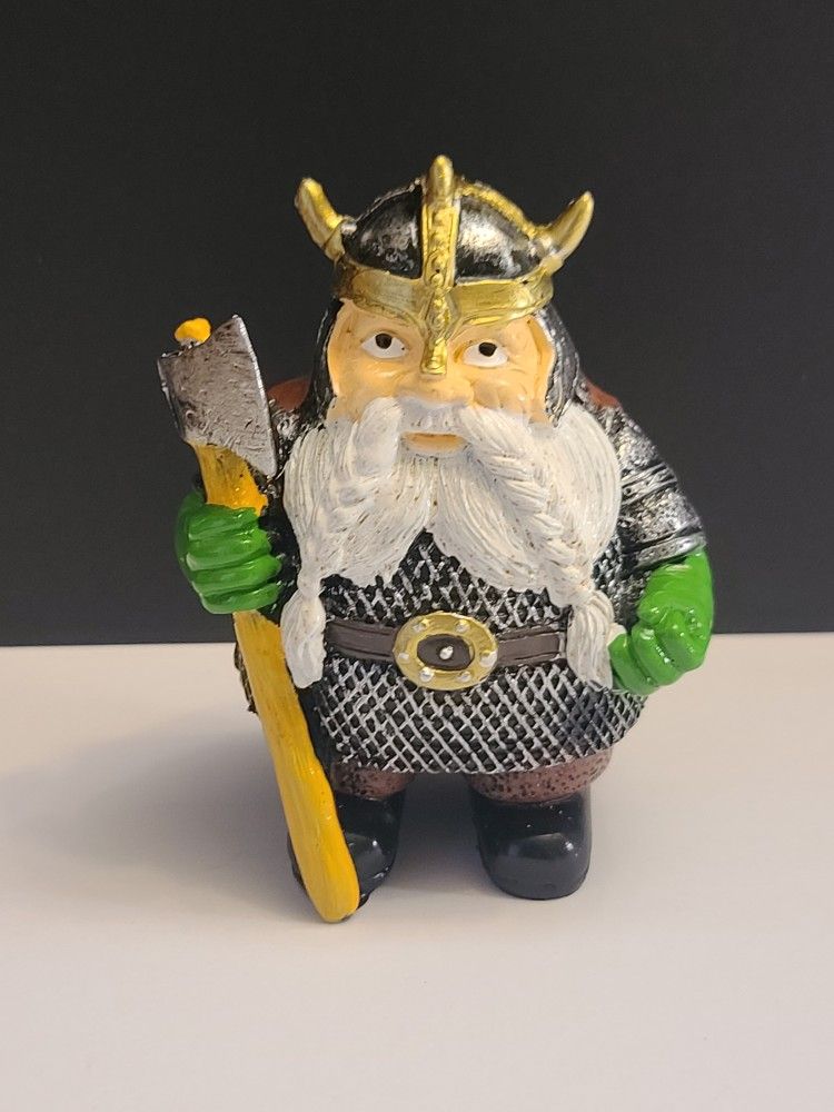 VIKING Statue Resin Outdood Decor With Axe & Helmet / Garden Decoration
