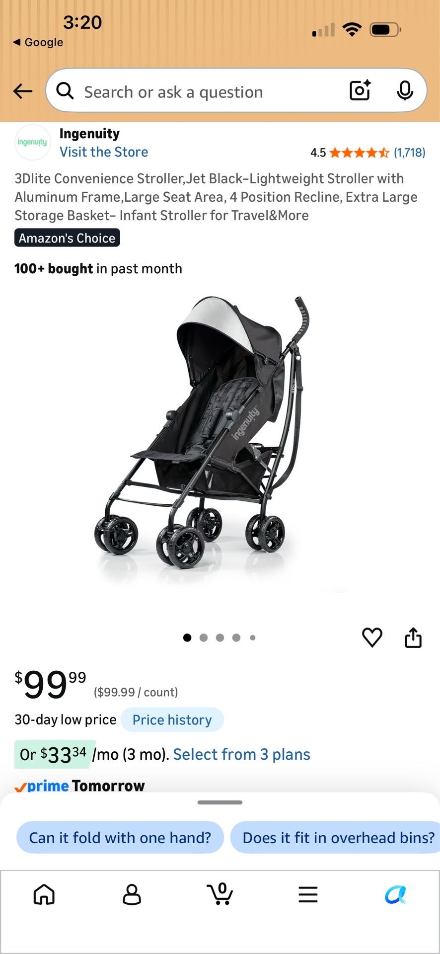 Travel stroller