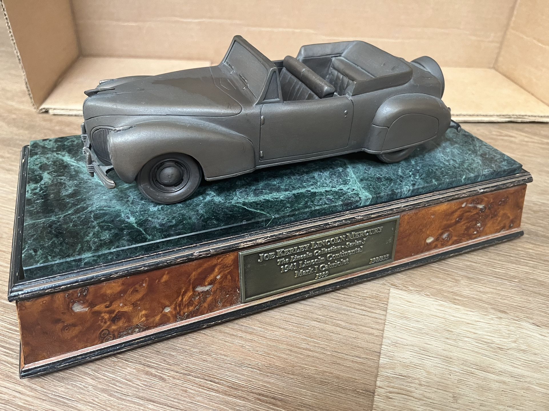 Lincoln Continental Wood, Bronze, and Marble mounted Dealership Awards