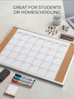 📌 Dual-Function Monthly Dry-Erase Calendar & Cork Board – Great for Office/Home! 🗓️