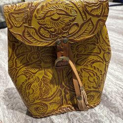 Yellow Leather Backpack 