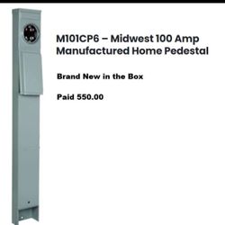 M101C6 - Midwest 100 Amp Manufactured Home Pedestal