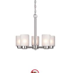 20" 5 LIGHT CHANDELIER - BRUSHED NICKEL WITH FROSTED SEEDED GLASS