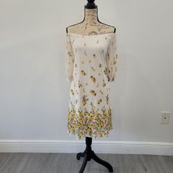 Sirenlily PM Yellow Floral Midi Off the
Shoulder Sun Dress