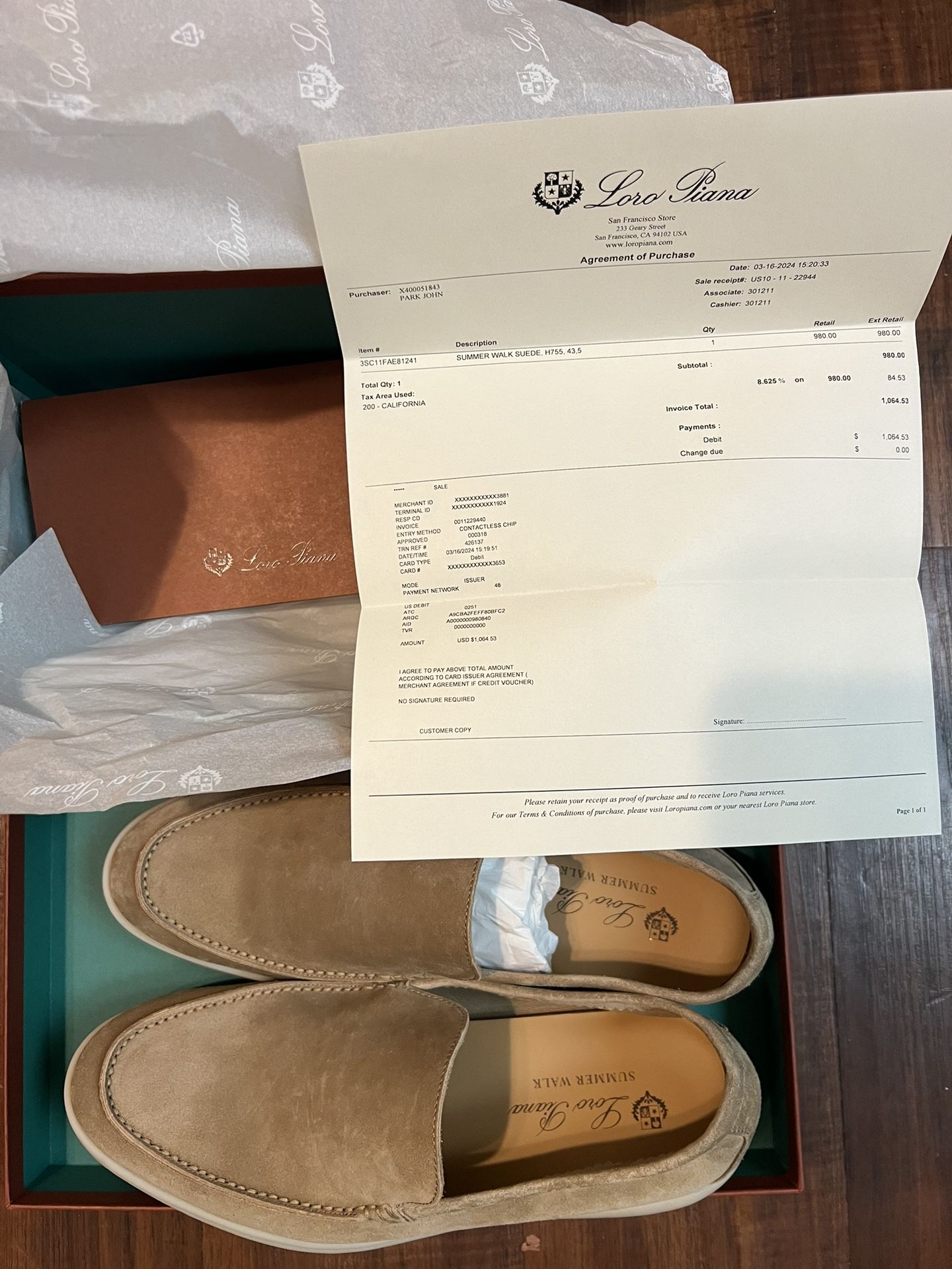 Loro Piana Summer Walker Light Woodsmoke (SIZE 43.5 EURO SIZE)