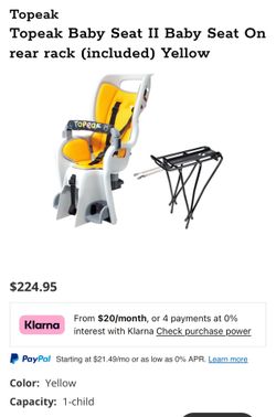 Topeak Baby Seat II Baby Seat On rear rack (included) Yellow