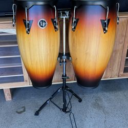 Brand New Latin Percussion LP City Wood Congas 10" & 11" Set - Vintage Sunburst