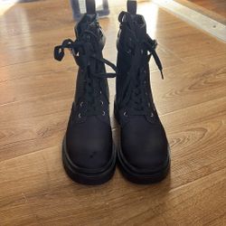 Women’s Black Buckle Combat Boots - Size 7.5