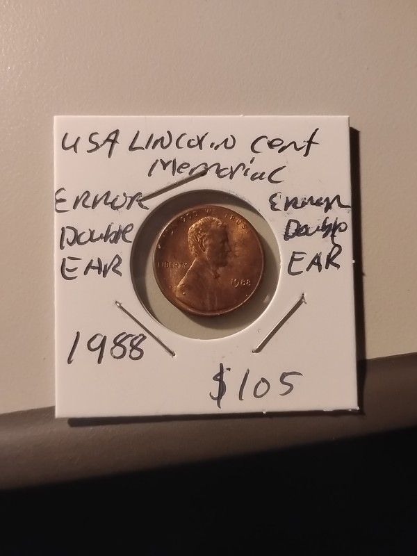 Error 1988 Lincoln Memorial Cent Double Ear