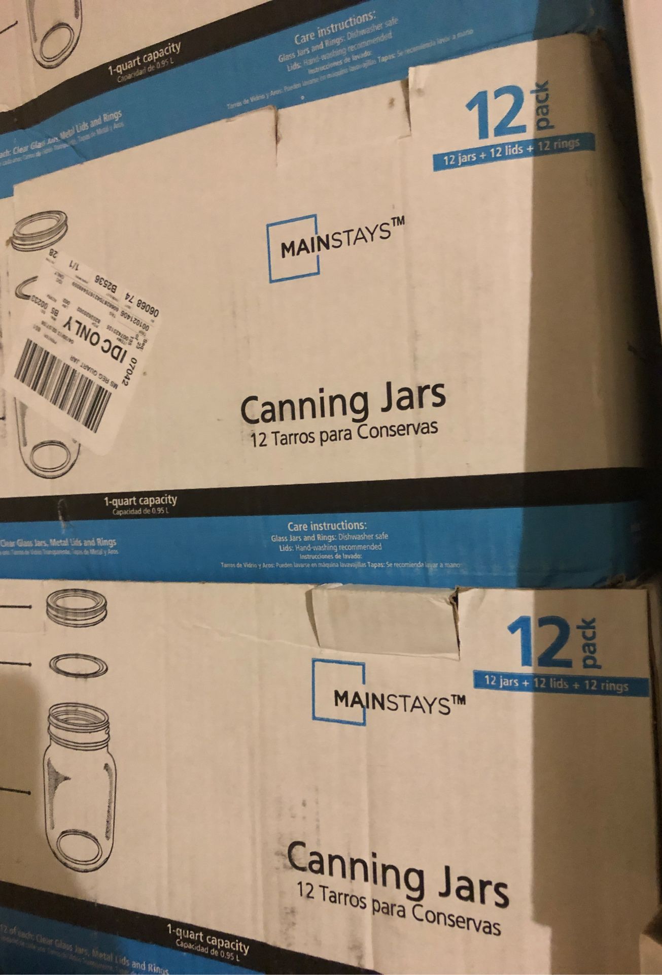 12 pack 1 quart Canning Jars