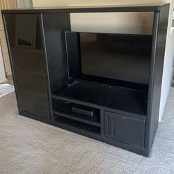 Black Solid Wood Entertainment Center Tv Stand Console