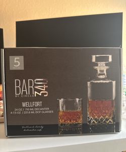 Bar340 Wellfort 5 Piece Glass Whisky Set, Clear