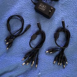 2 New 8 Port Splitter Cable 1 - 4 Port CCTV Security Camera 1 A 1 Power Supply