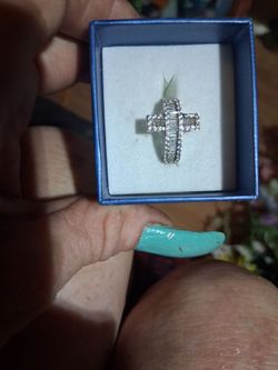 Diamond silver cross ring