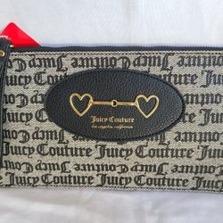 JUICY COUTURE LOS ANGELES WRISTLET WALLET HEART TO HEART BLACK NEW AUTHENTIC 