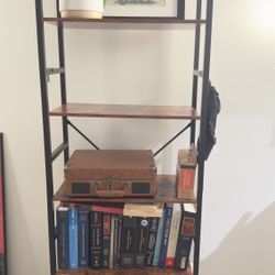 5-Tier Modern Bookshelf – Open Storage Rack in Rustic Brown & Black