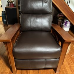 Harrison Leather Pushback Recliner in mint condition.