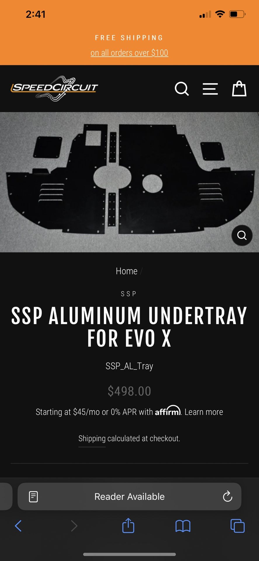 Ssp Aluminum Undertray Evo X