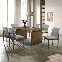 7pc Mid-Century Modern Solid Wood Dining Table Set