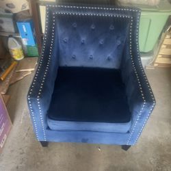 Navy Blue Velvet Arm Chair For Sale!!!
