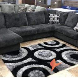 Brand New/ Black Oversized Sectional, Seccional, Couch/_ Delivery Available 