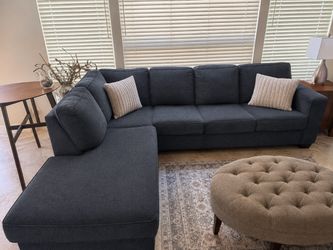 Large sectional blue gray sofa
