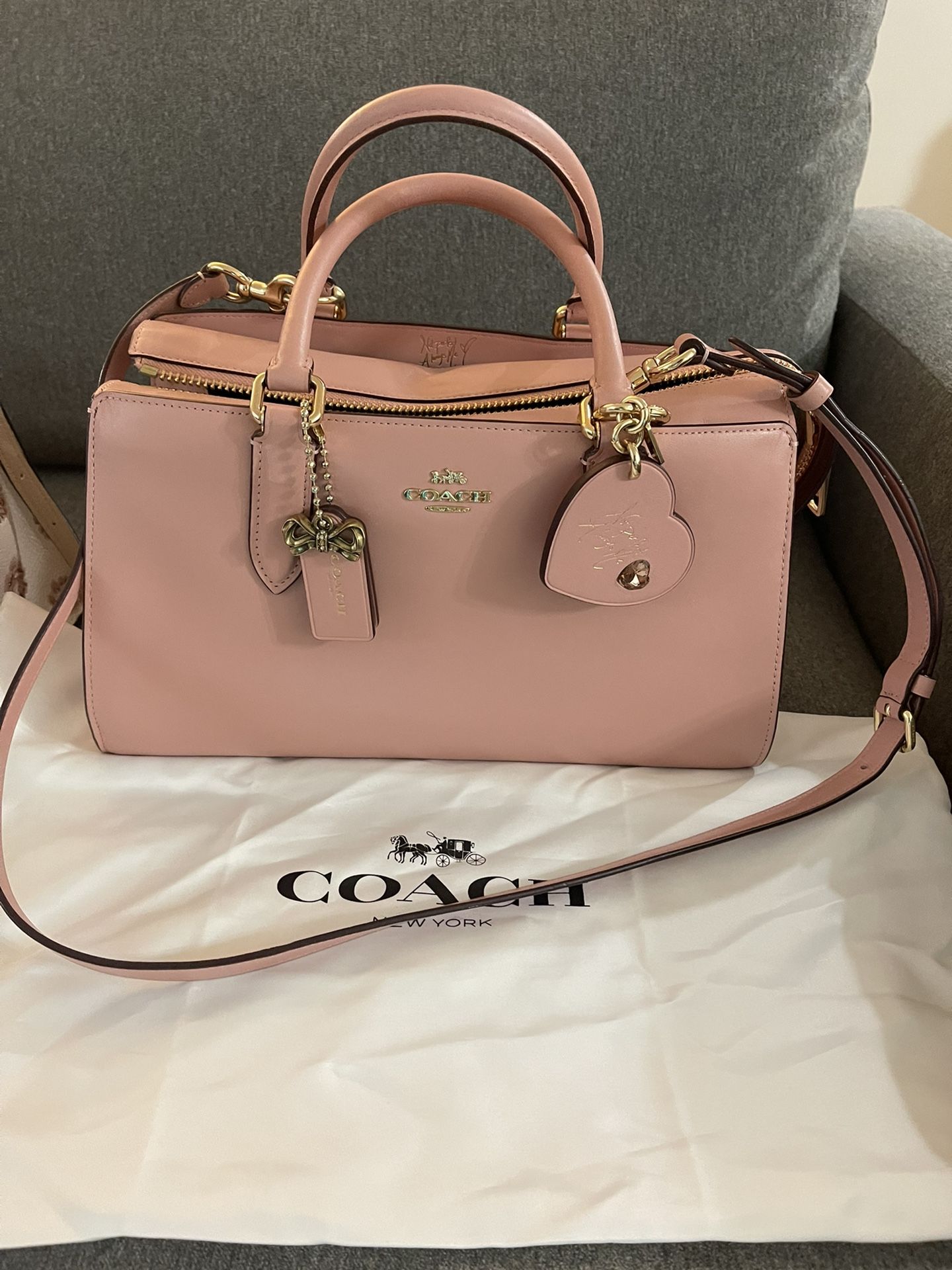 Coach Selena Gomez Leather peony pink satchel