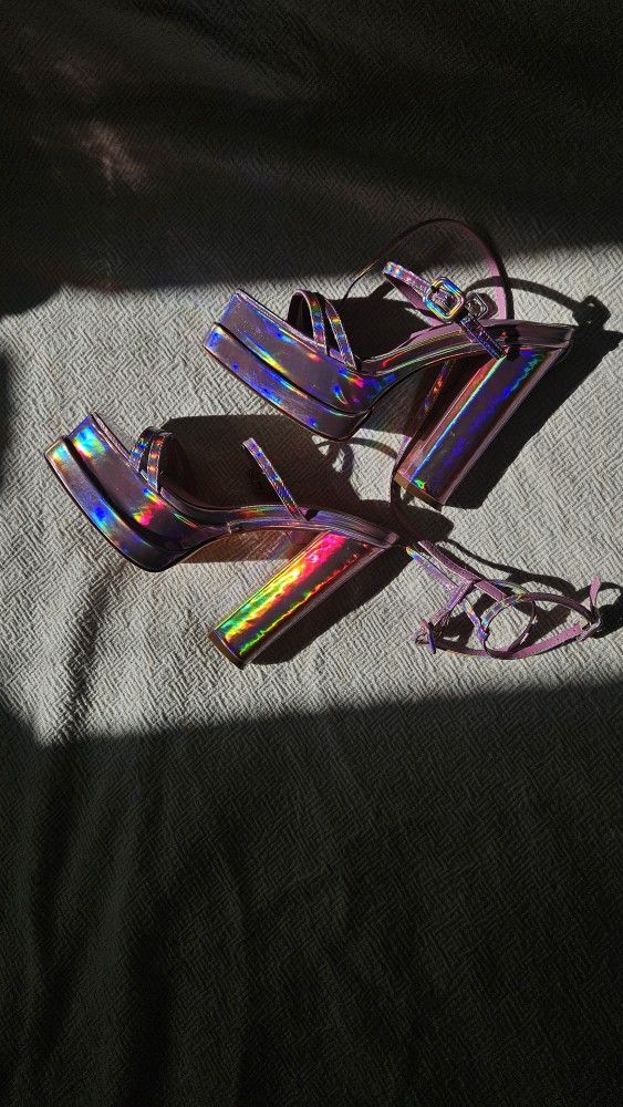 Pink Iridescent Platform Heels 