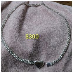 925  Sterling Silver Women's Necklace/Collar De Corazón De Plata 925 Para Dama
