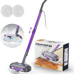 Scrubbing Steam Mop with Rotating Pads,All-in-One Spin Steam Cleaner for Floor Cleaning