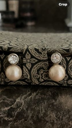 Simulated Pearl Earrings with Crystal stone
