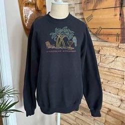 Margaritaville IT’S 5 O’CLOCK SOMEWHERE EMBELLISHED BLACK PULLOVER SWEATSHIRT SIZE MEDIUM