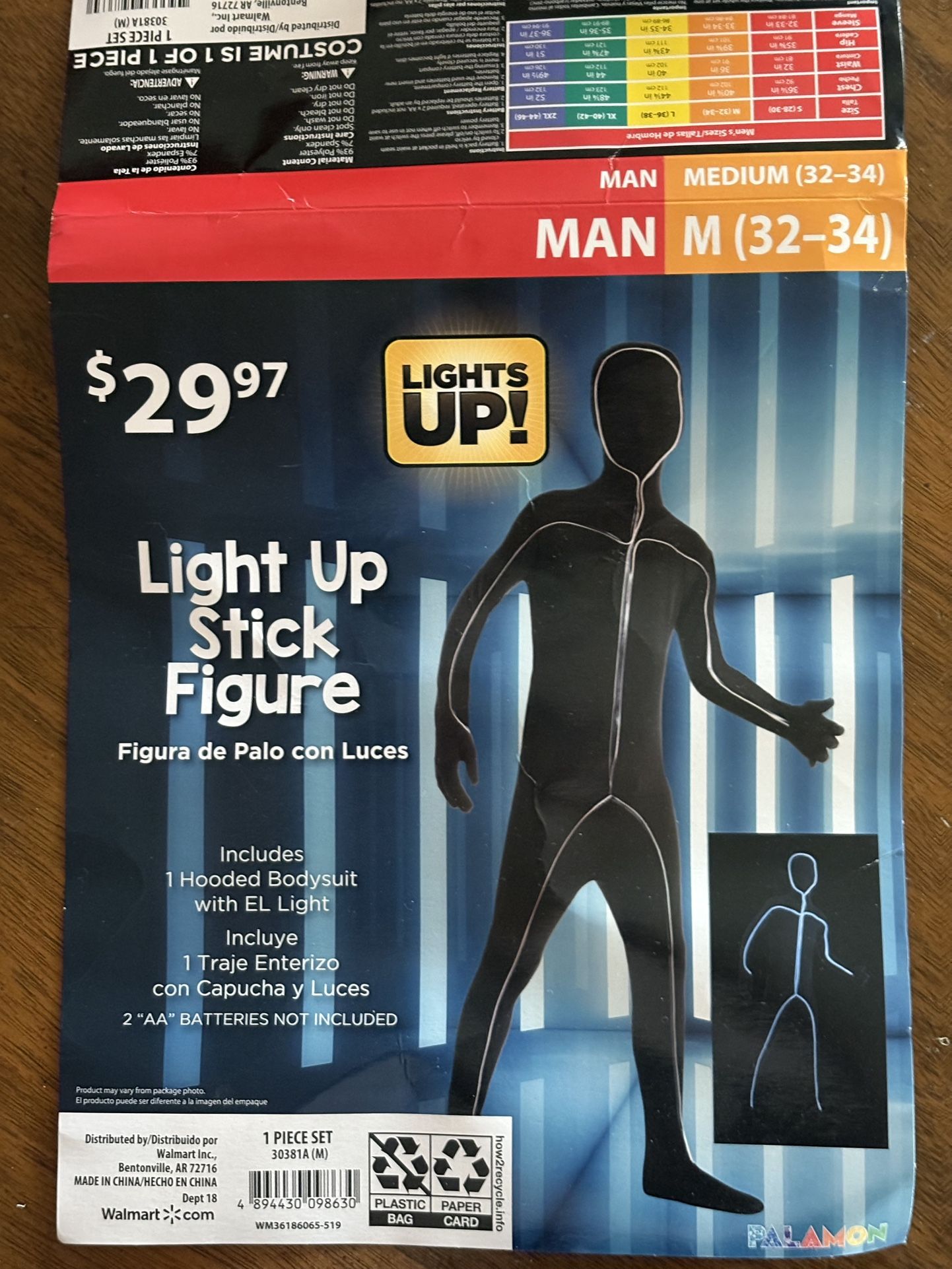 Men’s Light Up Stick Figure Costume