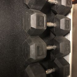 55 & 60 Lb Rubber Hex Dumbbells NEVER USED