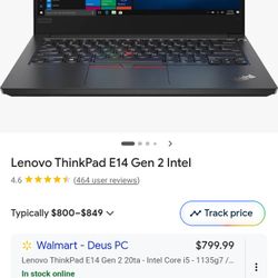 Lenovo Thinkpad E14 Gen 2 Intel