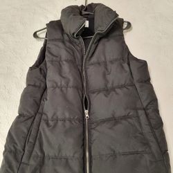 Old Navy Women's Jacket Vest Size M Black Puffer Full Zip Polyester Filler