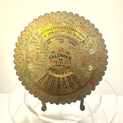 Vintage Brass 56 Years 1979- 34 Perpetual Calendar Rotating Desk Calendar Decor