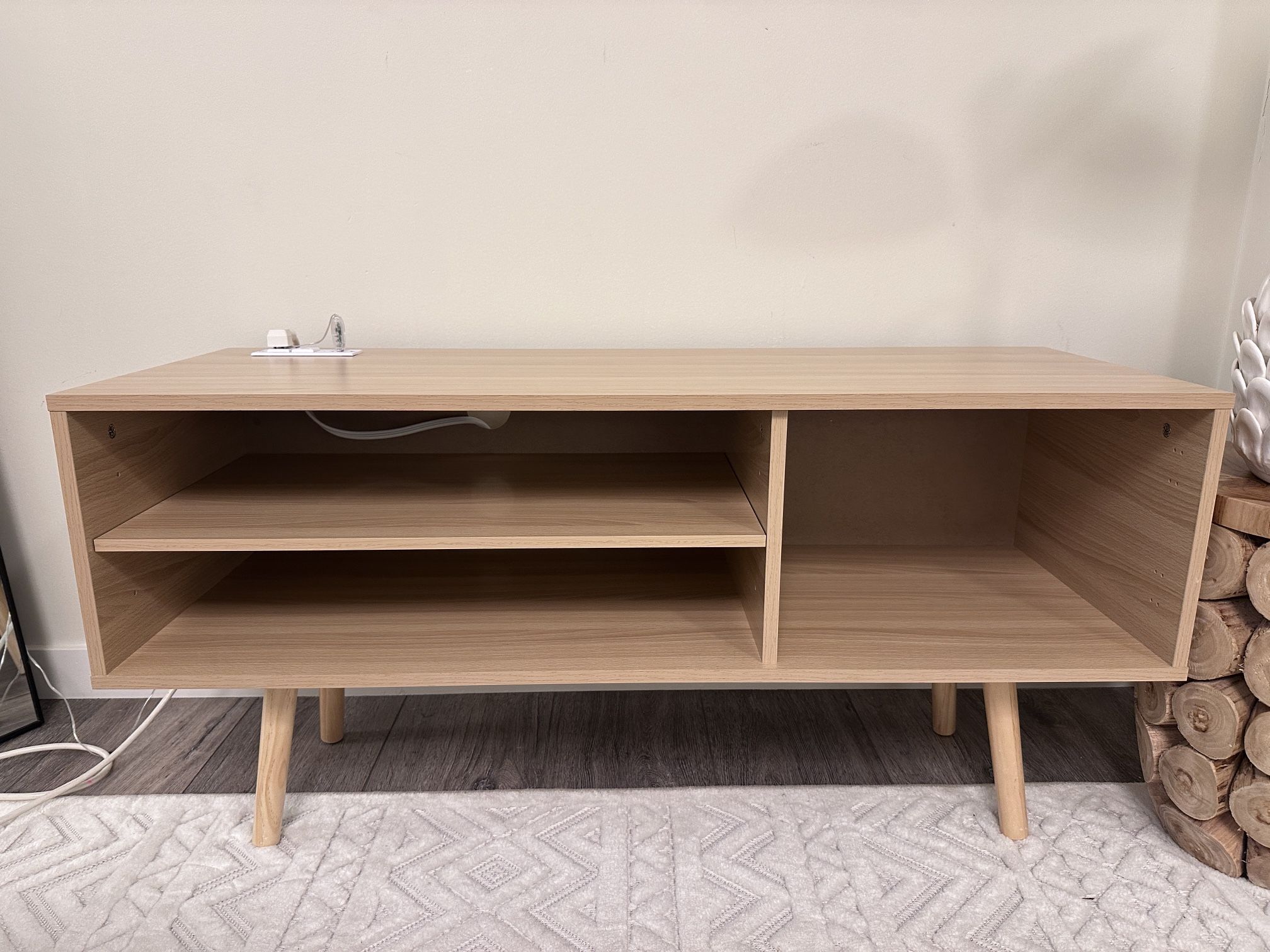 Modern TV Console / Coffee Table – 43” – Neutral Wood Finish