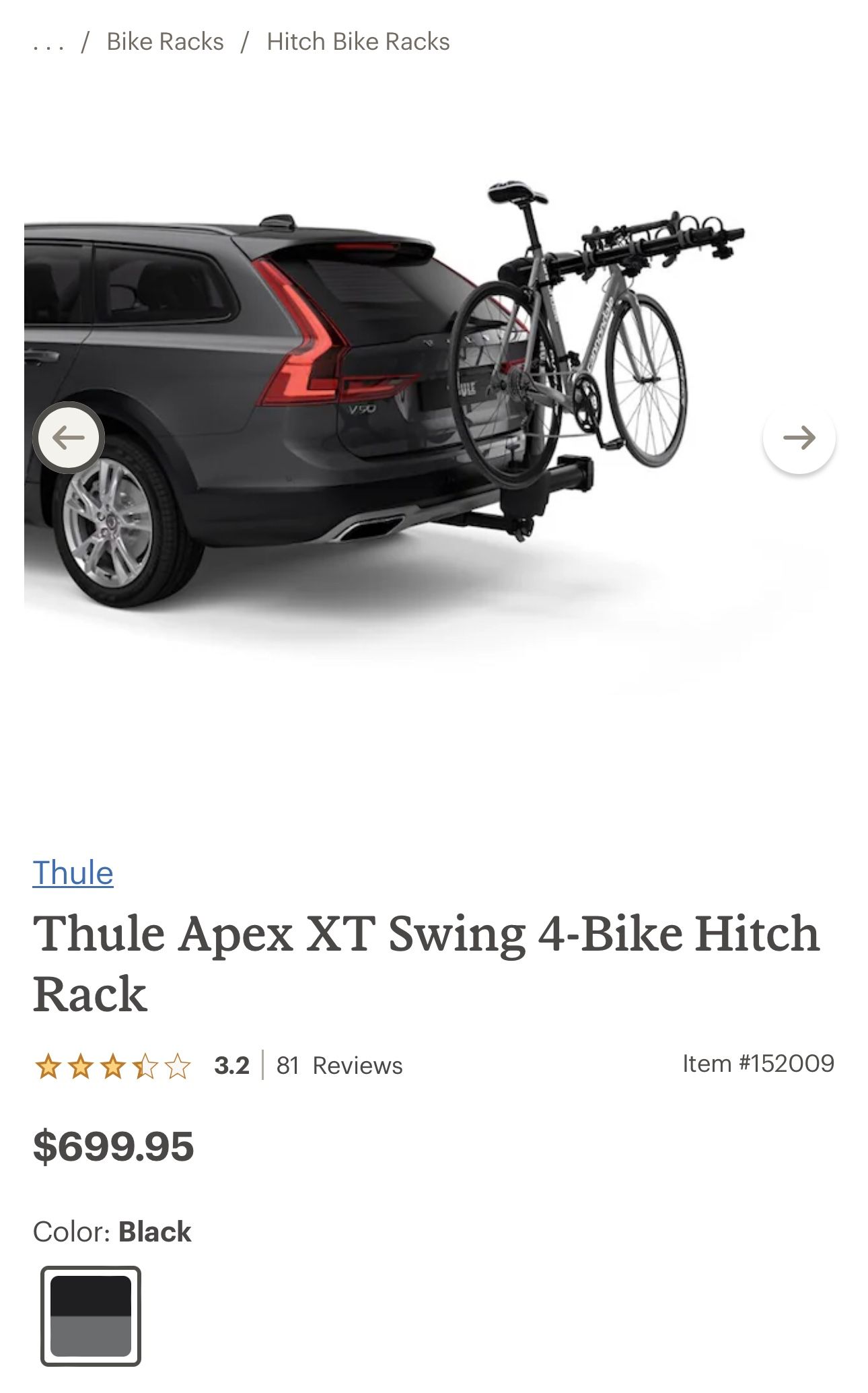 Hitch Mount Thule Apex Swing Bike Hitch Rack Thule Apex XT Swing