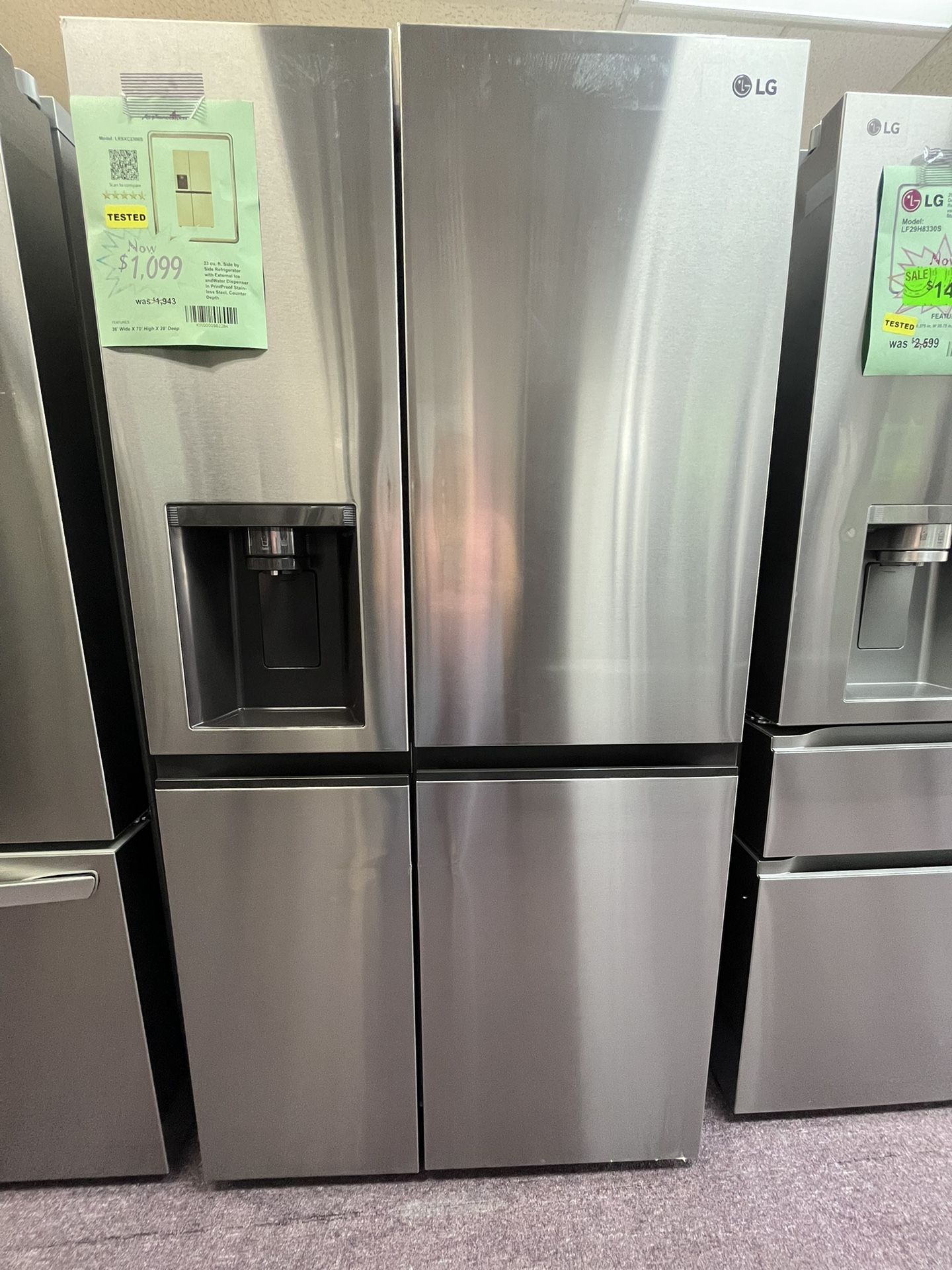 Refrigerator Lg 36” Inches New Open Box And 1 Year Warranty 