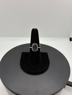 BRAND NEW 14KR Elongated Cushion Blue Topaz Ring