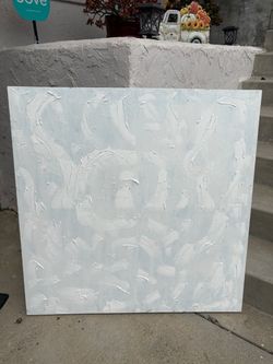White abstract canvas painting 24x24